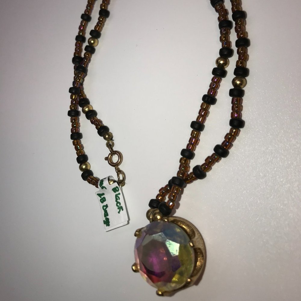 20" Black and AB Clear Beaded Necklace